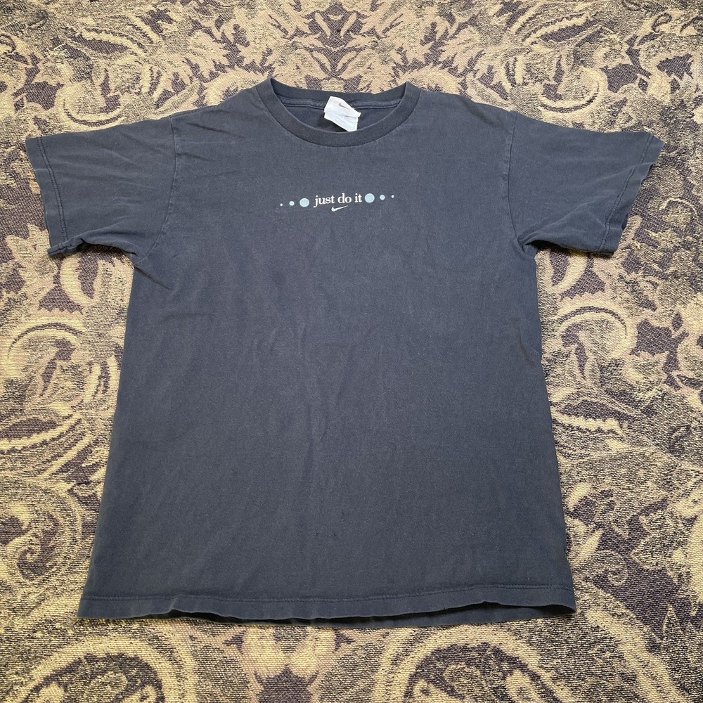 Vtg 90s Nike Center Swoosh Black T Shirt Womens Size Large Double Sided